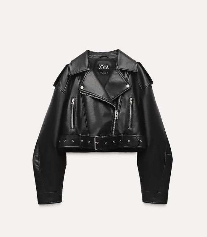 GIUBBOTTO BIKER CORTA EFFETTO PELLE