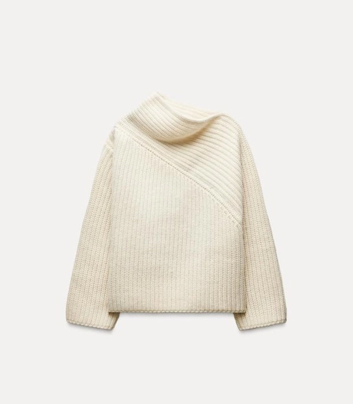 MAGLIA COLLO ASIMMETRICO MISTO LANA